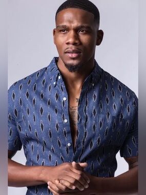 Brand New J.Crew linen-blend short-sleeve button-up shirt Sz M